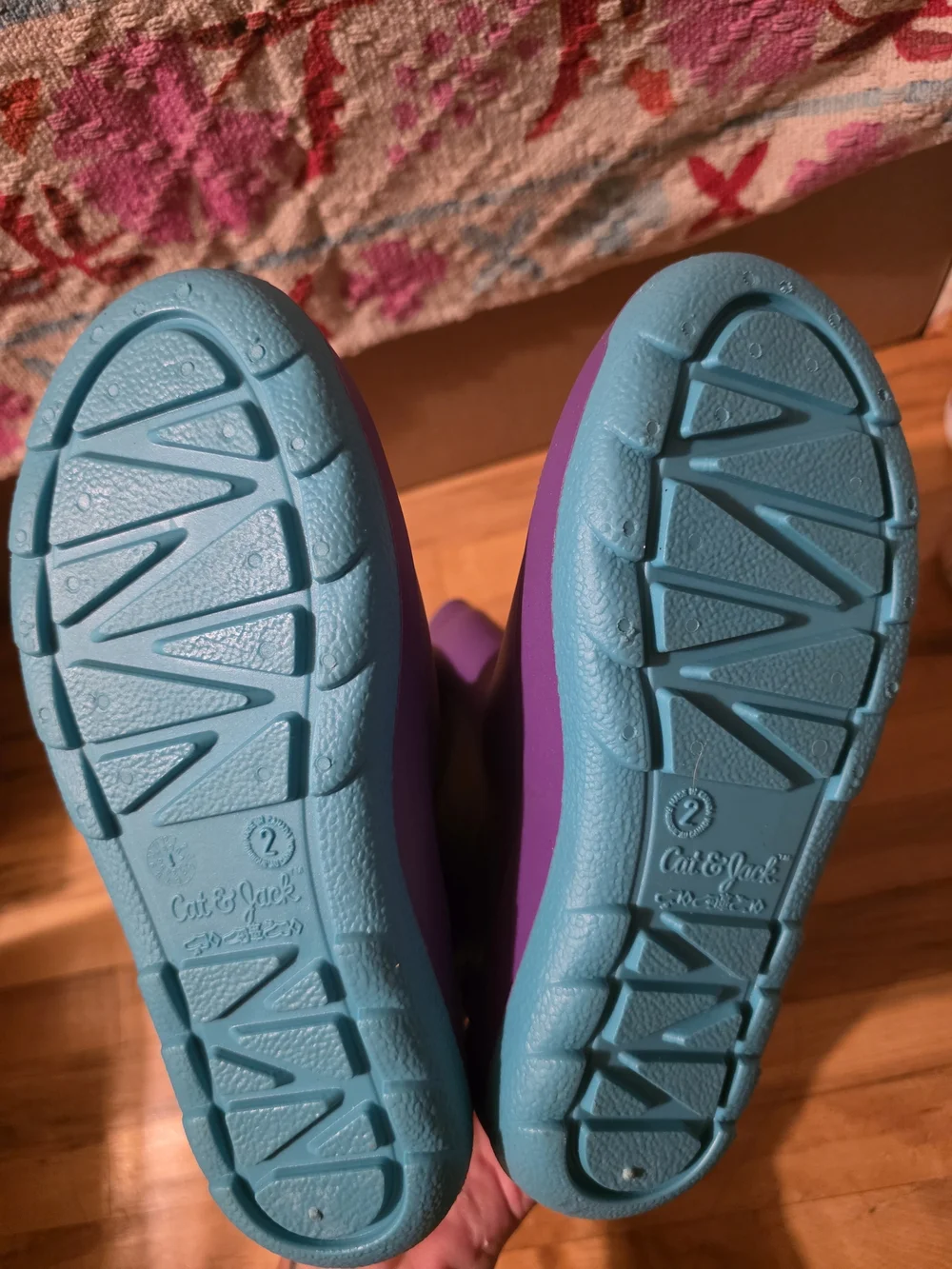Cat And Jack Kids Purple Rain Boots with Aqua Trim
